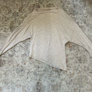 H&M Beige Asymmetric boat neck Long Sleeve Top